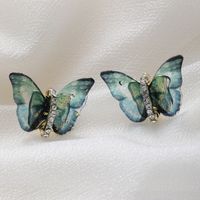 1 Paar Feenhafter Stil Schmetterling Überzug Inlay Metall Zirkon Vergoldet Ohrstecker main image 4