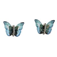 1 Pair Fairy Style Butterfly Plating Inlay Metal Zircon Gold Plated Ear Studs main image 3
