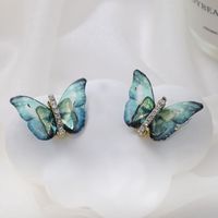 1 Paar Feenhafter Stil Schmetterling Überzug Inlay Metall Zirkon Vergoldet Ohrstecker main image 2
