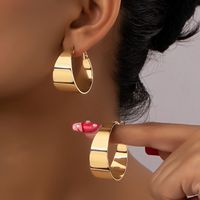 2 Pairs Elegant Glam Formal Circle Polishing Plating Metal Ferroalloy 14k Gold Plated Hoop Earrings sku image 1