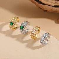 Retro Commute Water Droplets Copper Plating Inlay Zircon 14k Gold Plated White Gold Plated Open Rings main image 1