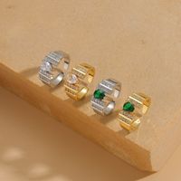 Retro Commute Water Droplets Copper Plating Inlay Zircon 14k Gold Plated White Gold Plated Open Rings main image 4
