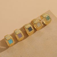 Casual Simple Style Square Copper Plating Inlay Zircon 14k Gold Plated Open Rings main image 8