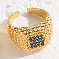 Casual Simple Style Square Copper Plating Inlay Zircon 14k Gold Plated Open Rings main image 7