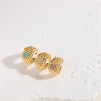 Casual Simple Style Square Copper Plating Inlay Zircon 14k Gold Plated Open Rings main image 4