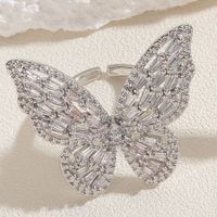 Ig Style Simple Style Butterfly Copper Plating Inlay Zircon 14k Gold Plated White Gold Plated Open Rings main image 4