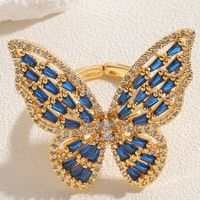 Ig Style Simple Style Butterfly Copper Plating Inlay Zircon 14k Gold Plated White Gold Plated Open Rings main image 6
