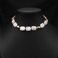 Retro Solid Color Freshwater Pearl Plating 18k Gold Plated Necklace sku image 2