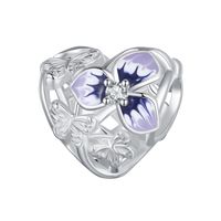 Casual Cute Heart Shape Flower Butterfly Sterling Silver Inlay Zircon Jewelry Accessories sku image 2