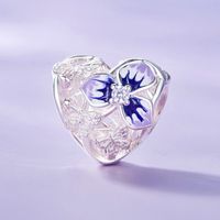 Casual Cute Heart Shape Flower Butterfly Sterling Silver Inlay Zircon Jewelry Accessories main image 3