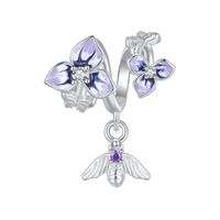 Casual Cute Heart Shape Flower Butterfly Sterling Silver Inlay Zircon Jewelry Accessories sku image 1