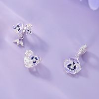 Casual Cute Heart Shape Flower Butterfly Sterling Silver Inlay Zircon Jewelry Accessories main image 1