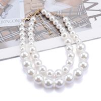Retro Solid Color Imitation Pearl Plating Women's Layered Necklaces main image 5