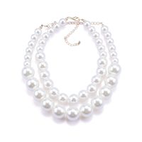 Retro Solid Color Imitation Pearl Plating Women's Layered Necklaces main image 2