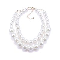 Retro Solid Color Imitation Pearl Plating Women's Layered Necklaces sku image 1