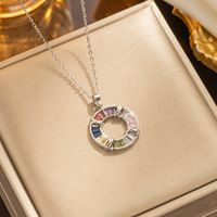 Simple Style Shiny Circle Titanium Steel Plating Inlay Zircon 18k Gold Plated Pendant Necklace main image 5