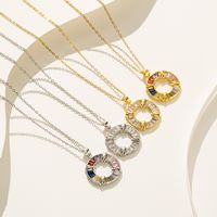 Simple Style Shiny Circle Titanium Steel Plating Inlay Zircon 18k Gold Plated Pendant Necklace main image 1
