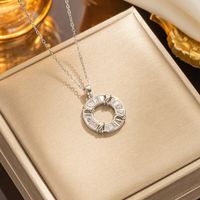 Simple Style Shiny Circle Titanium Steel Plating Inlay Zircon 18k Gold Plated Pendant Necklace main image 4