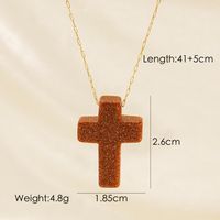 Basic Cross Natural Stone 14K Gold Plated Pendant Necklace In Bulk sku image 5