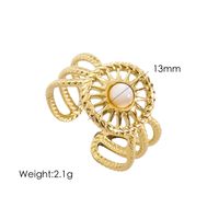 304 Stainless Steel 14K Gold Plated Bohemian Plating Inlay C Shape Natural Stone Open Rings sku image 3