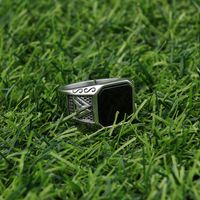 Vintage Style Punk Geometric 304 Stainless Steel Polishing Inlay Agate Men'S Wide Band Rings main image 4