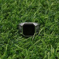 Vintage Style Punk Geometric 304 Stainless Steel Polishing Inlay Agate Men'S Wide Band Rings main image 5