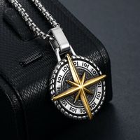 Retro Punk Compass 304 Stainless Steel Carving Men'S main image 2