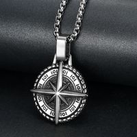 Retro Punk Compass 304 Stainless Steel Carving Men'S main image 4