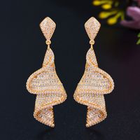 1 Pair Elegant Glittery Water Droplets Plating Inlay Copper Artificial Gemstones 14k Gold Plated Rhodium Plated Drop Earrings main image 4