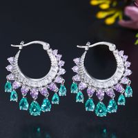 1 Pair Elegant Water Droplets Tassel Plating Inlay Copper Artificial Gemstones Drop Earrings main image 5