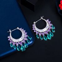 1 Pair Elegant Water Droplets Tassel Plating Inlay Copper Artificial Gemstones Drop Earrings main image video