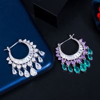 1 Pair Elegant Water Droplets Tassel Plating Inlay Copper Artificial Gemstones Drop Earrings main image 7