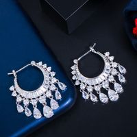 1 Pair Elegant Water Droplets Tassel Plating Inlay Copper Artificial Gemstones Drop Earrings main image 8