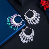 1 Pair Elegant Water Droplets Tassel Plating Inlay Copper Artificial Gemstones Drop Earrings main image 6