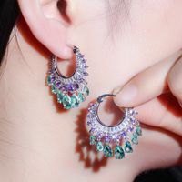 1 Pair Elegant Water Droplets Tassel Plating Inlay Copper Artificial Gemstones Drop Earrings main image 4
