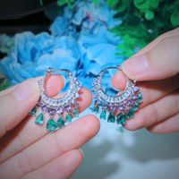 1 Pair Elegant Water Droplets Tassel Plating Inlay Copper Artificial Gemstones Drop Earrings main image 2