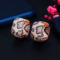 1 Pair Casual Elegant Rock Snakeskin Plating Inlay Copper Zircon Rose Gold Plated White Gold Plated Rhodium Plated Ear Studs main image 1