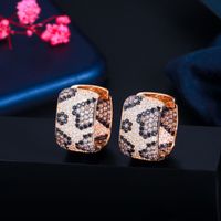 1 Pair Casual Elegant Rock Snakeskin Plating Inlay Copper Zircon Rose Gold Plated White Gold Plated Rhodium Plated Ear Studs main image 10
