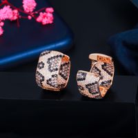 1 Pair Casual Elegant Rock Snakeskin Plating Inlay Copper Zircon Rose Gold Plated White Gold Plated Rhodium Plated Ear Studs main image 9