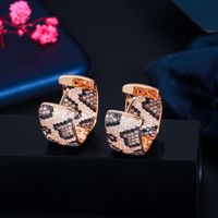 1 Pair Casual Elegant Rock Snakeskin Plating Inlay Copper Zircon Rose Gold Plated White Gold Plated Rhodium Plated Ear Studs main image 6