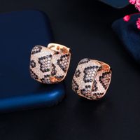 1 Pair Casual Elegant Rock Snakeskin Plating Inlay Copper Zircon Rose Gold Plated White Gold Plated Rhodium Plated Ear Studs main image 5
