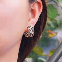 1 Pair Casual Elegant Rock Snakeskin Plating Inlay Copper Zircon Rose Gold Plated White Gold Plated Rhodium Plated Ear Studs main image 2