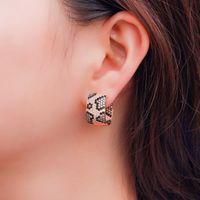 1 Pair Casual Elegant Rock Snakeskin Plating Inlay Copper Zircon Rose Gold Plated White Gold Plated Rhodium Plated Ear Studs main image 3