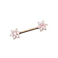 Casual Floral Stainless Steel Copper Rose Gold Plated Rhinestones Zircon Nipple Ring In Bulk main image 4