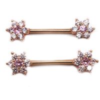 Casual Floral Stainless Steel Copper Rose Gold Plated Rhinestones Zircon Nipple Ring In Bulk main image 1