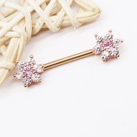 Casual Floral Stainless Steel Copper Rose Gold Plated Rhinestones Zircon Nipple Ring In Bulk sku image 1
