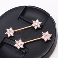 Casual Floral Stainless Steel Copper Rose Gold Plated Rhinestones Zircon Nipple Ring In Bulk main image 2