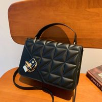 Women's Small Pu Leather Solid Color Basic Square Lock Clasp Handbag Crossbody Bag sku image 2