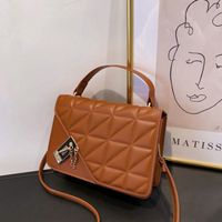 Women's Small Pu Leather Solid Color Basic Square Lock Clasp Handbag Crossbody Bag sku image 3