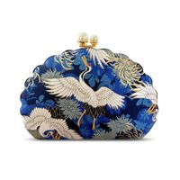 Women's All Seasons Woven Fabric Flower Crane Elegant Vintage Style Shell Lock Clasp Evening Bag main image 5